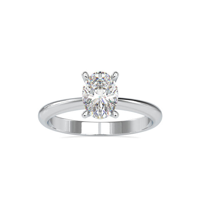 Personalized 1ct 10K White Gold Solitaire Oval Cut Moissanite Engagement Ring For Women-0