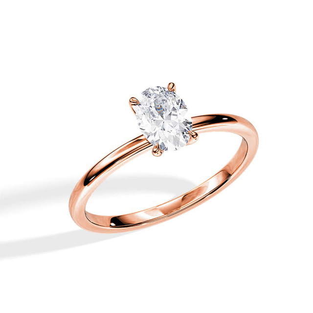 Bague de fiançailles personnalisée pour femmes, en or 10K, solitaire, coupe ovale, Moissanite-3