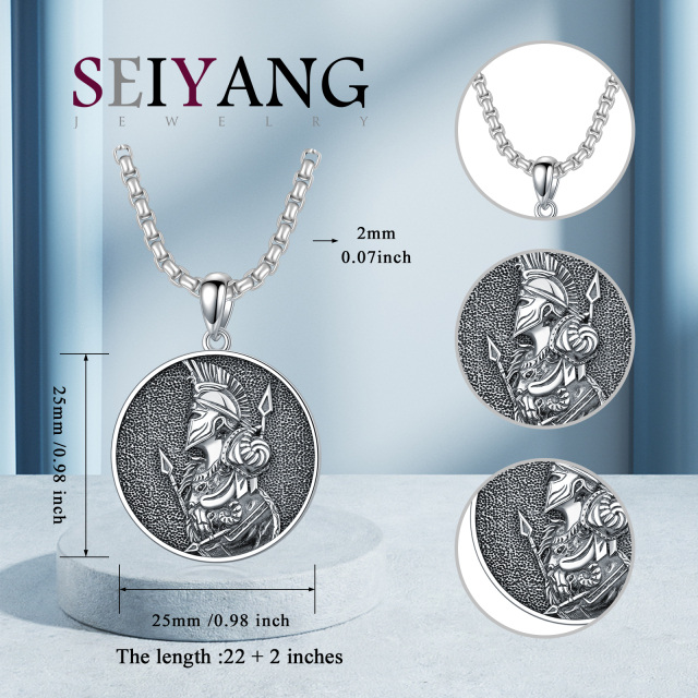 Sterling Silver Spartan Warrior Pendant Necklace for Men-5