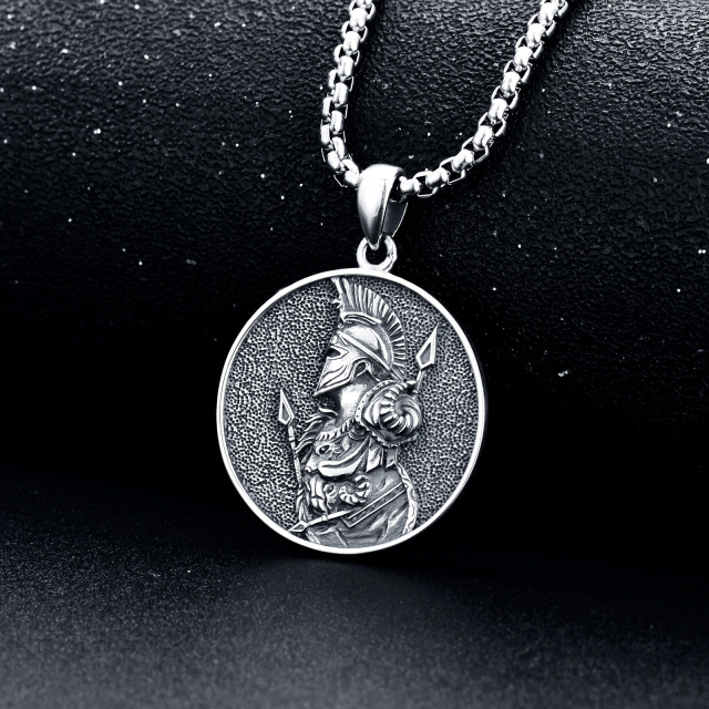 Sterling Silver Spartan Warrior Pendant Necklace for Men-2