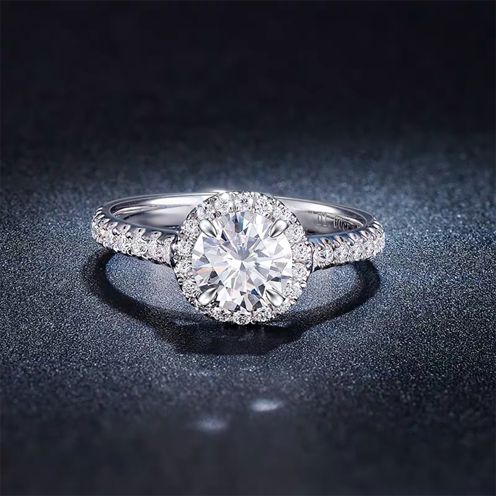 1.5 Carat Round Moissanite Engagement Rings in Sterling Silver-4