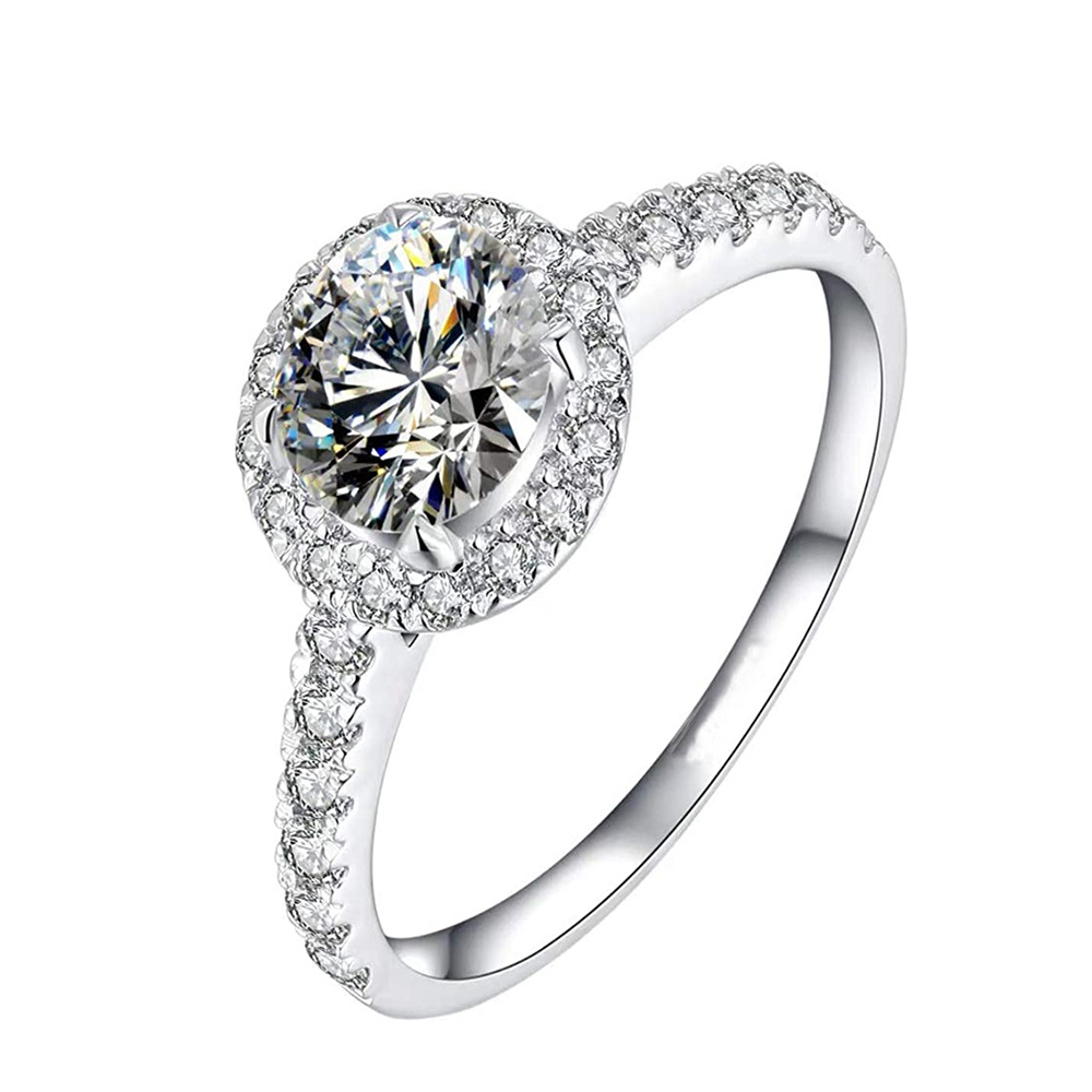 1.5 Carat Round Moissanite Engagement Rings in Sterling Silver-1
