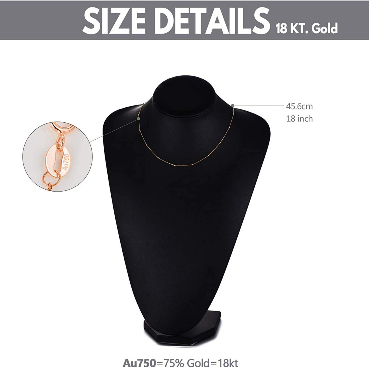 18K Rose Gold Bead Station chain Necklace-5