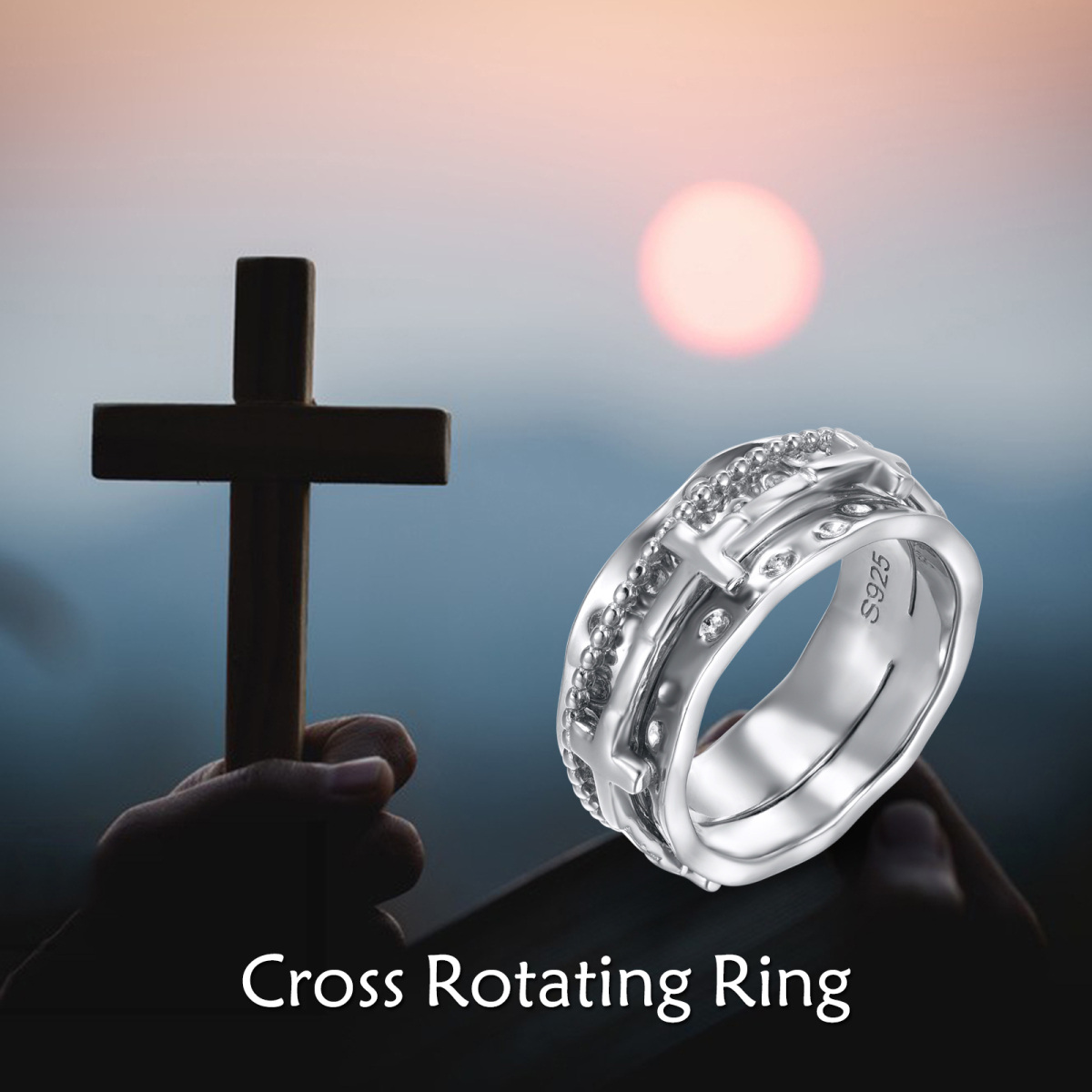 Sterling Silver Cross Ring-5
