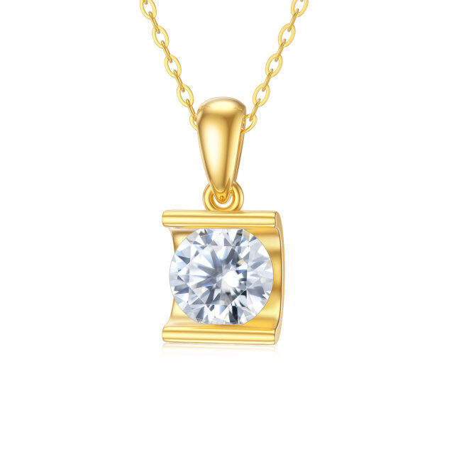 Collier pendentif en or 14K Moissanite ronde de forme circulaire-0