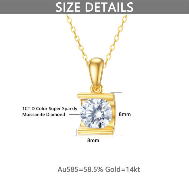 14K Gold Circular Shaped Moissanite Round Pendant Necklace-5