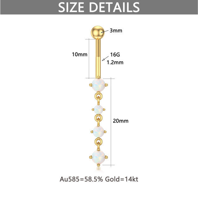O ouro 14k sólido balança o umbigo de opala presentes para mulheres-4
