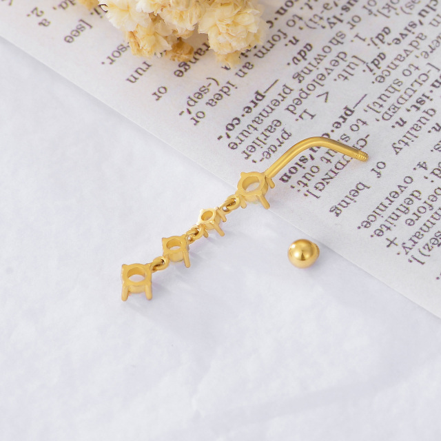 Bauchnabelringe aus massivem 14-karätigem Gold mit Opal, Geschenke für Frauen-3