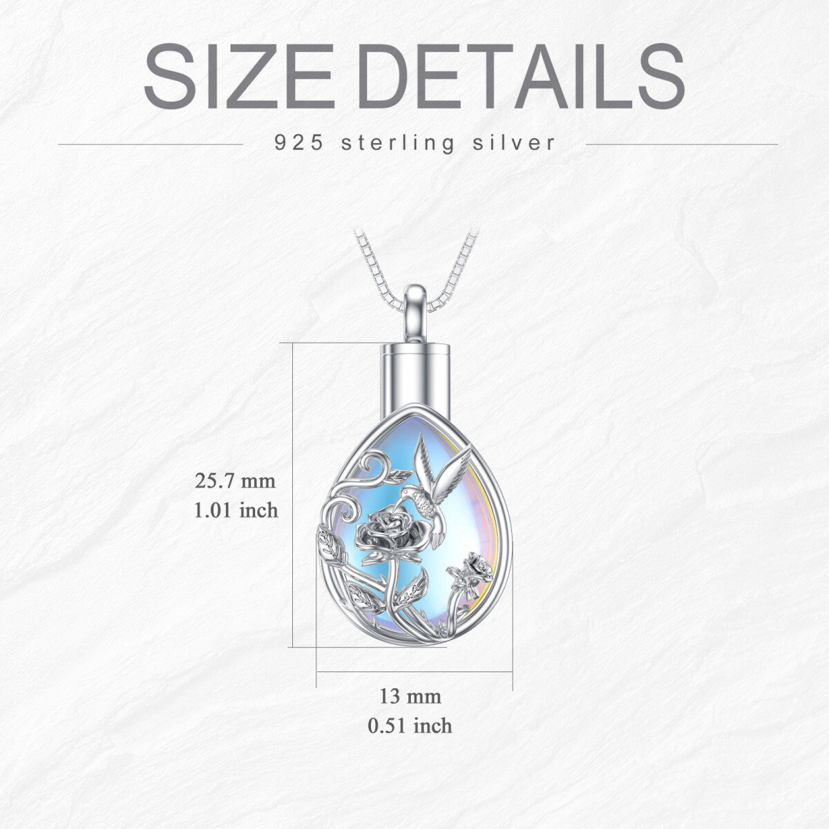 Sterling Silber Mondstein Kolibri & Rose Urne Halskette-6