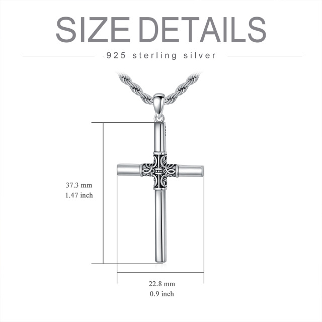 Sterling Silver Celtic Knot & Cross Pendant Necklace for Men-5