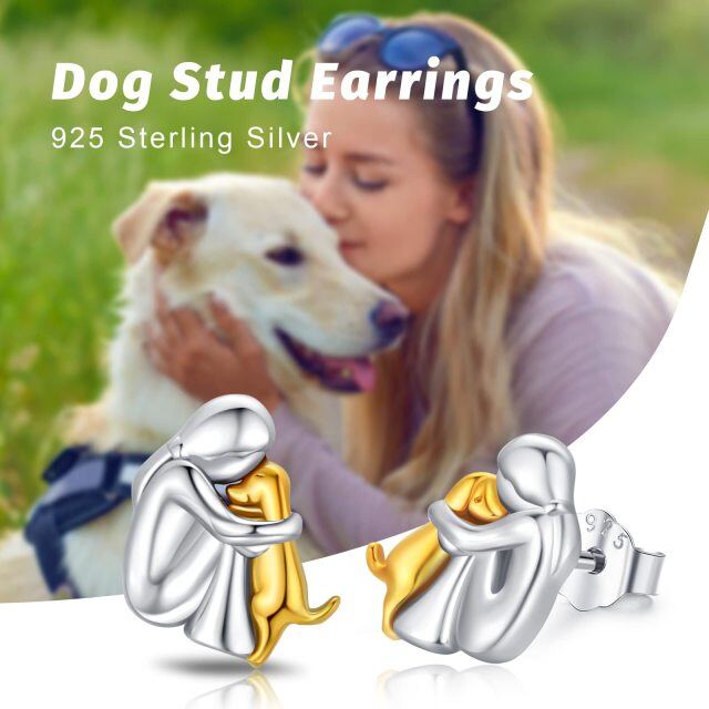 Sterling Silver Dog Stud Earrings-2
