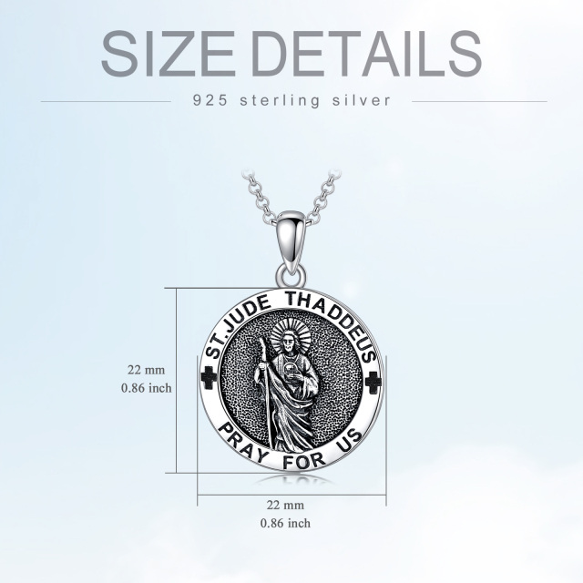 Sterling Silver Saint Jude Pendant Necklace with Engraved Word-3