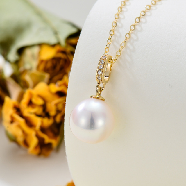 Collier à pendentifs en or 14K avec perles rondes-2