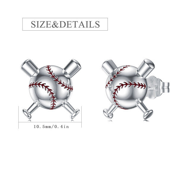 Sterling Silver Baseball Stud Earrings-5