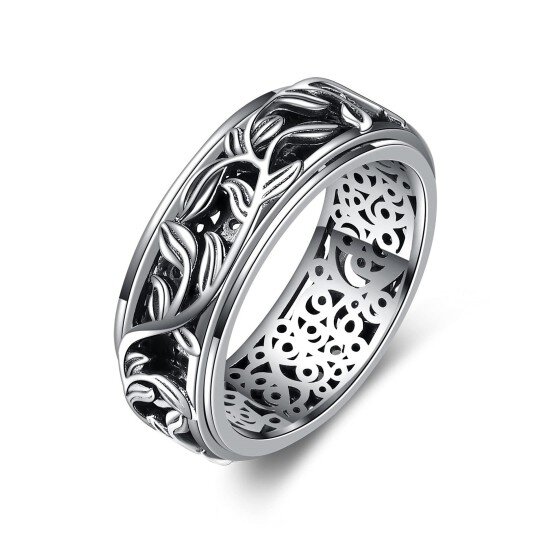 Sterling Silver Ring Filigree Leaves Spinner Ring Relieving Stress