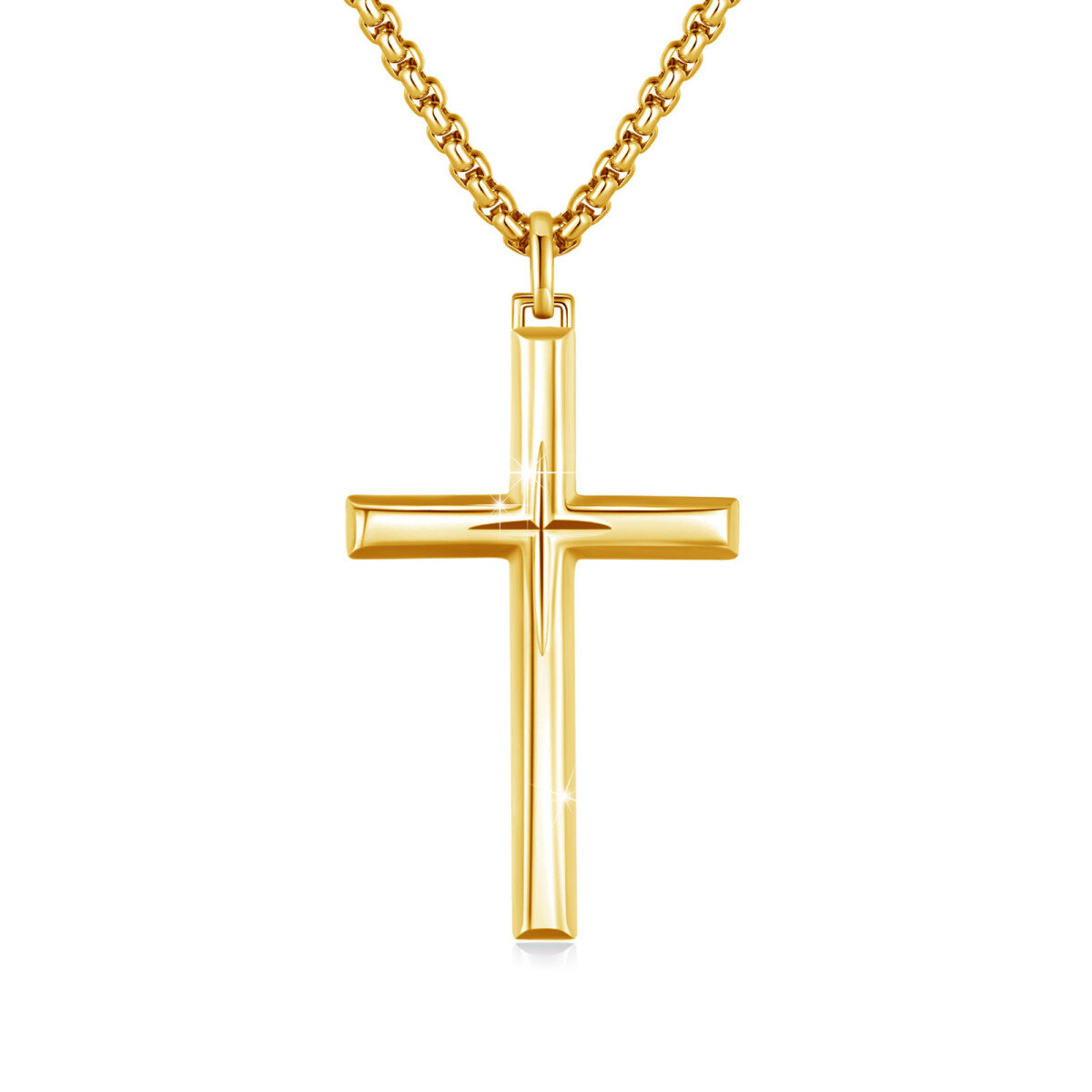 Sterling Silver with Yellow Gold Plated Cross Pendant Necklace-1