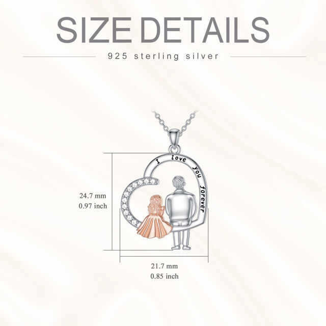 Sterling Silber Vater & Tochter Drop Shape Urne Halskette mit eingraviertem Wort-4