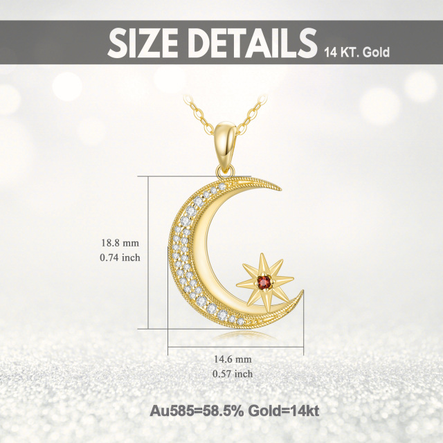 Collar de oro de 14 quilates con luna y estrella de moissanita-5