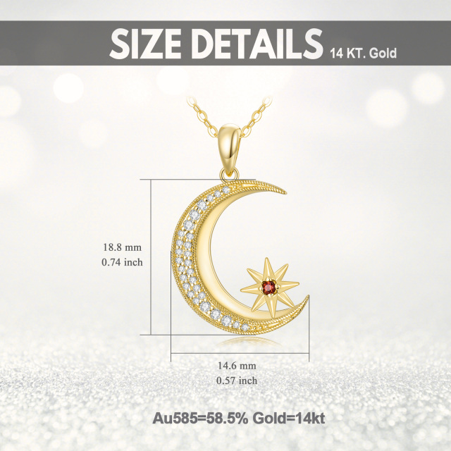 14K Gold Moissanite Moon & Star Pendant Necklace-5