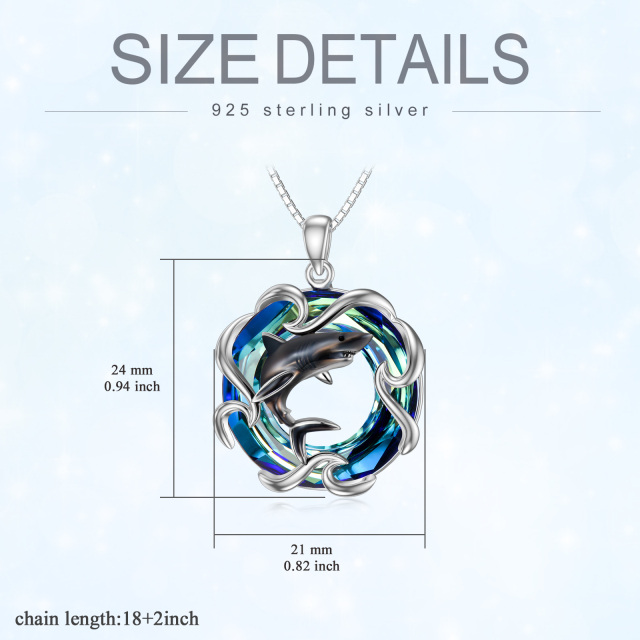 Sterling Silber Hai Kristall Anhänger Halskette-4