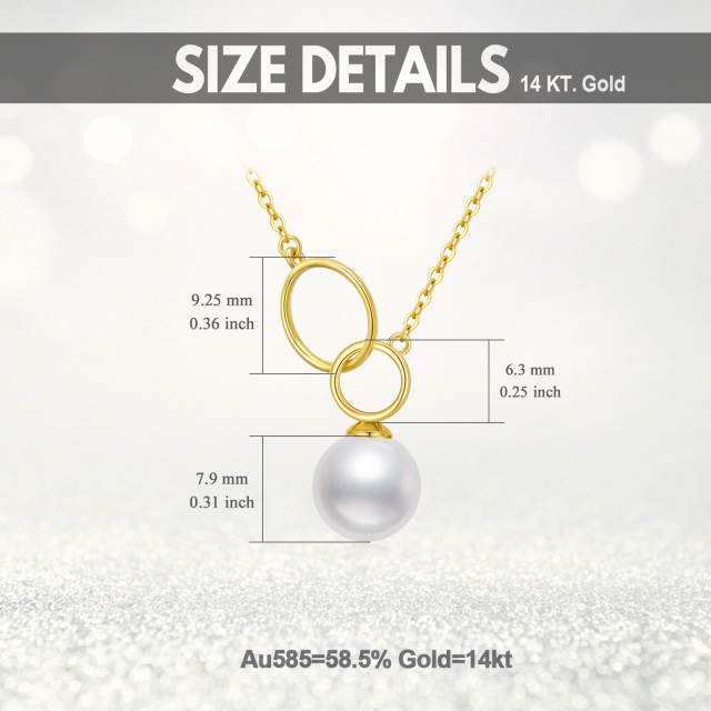 14K Gold Round Pearl Round Pendant Necklace-5