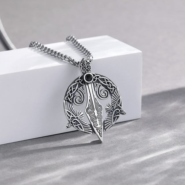 Sterling Silver Eagle & Celtic Knot Pendant Necklace-3