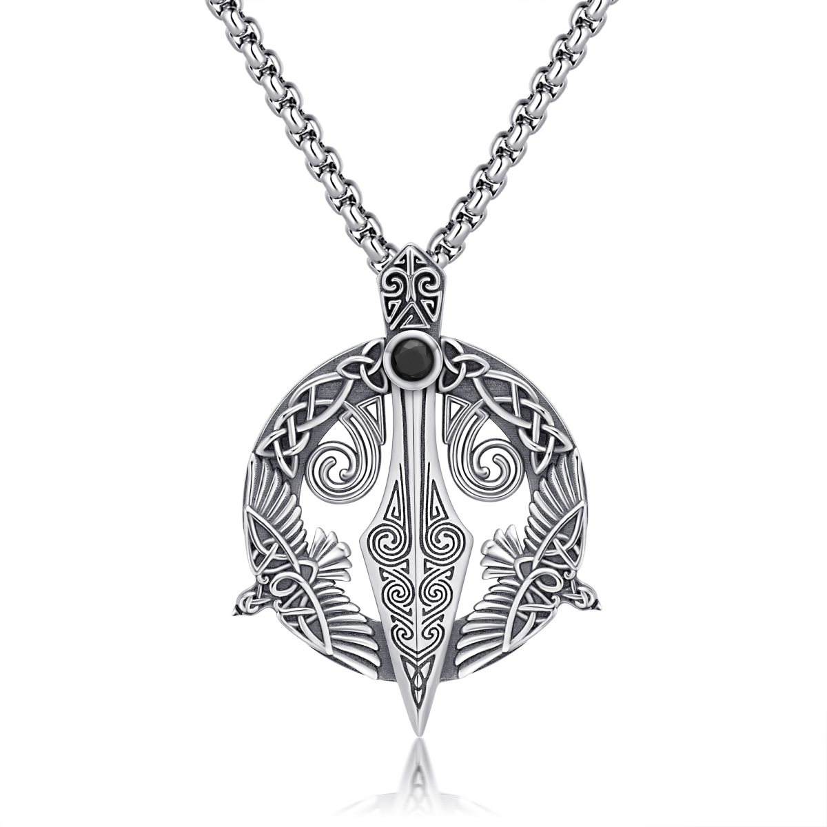 Sterling Silver Eagle & Celtic Knot Pendant Necklace-1