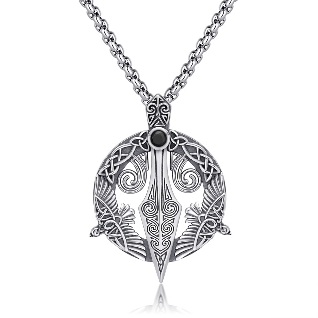 Sterling Silver Eagle & Celtic Knot Pendant Necklace-0