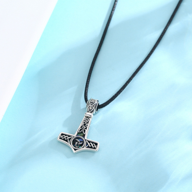 Collier en argent sterling avec pendentif Abalone Shellfish Celtic Knot & Thor's Hammer-4