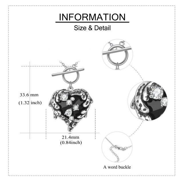 Sterling Silber Herz geformt Engelsflügel & Herz Kristall Anhänger Halskette-2