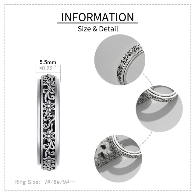 Bague tournante Daisy Ivy en argent sterling-5