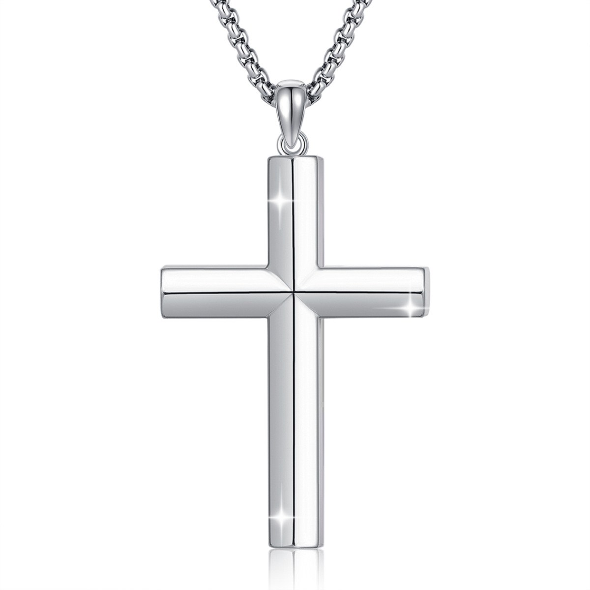 Collier à pendentif croix en argent sterling-1