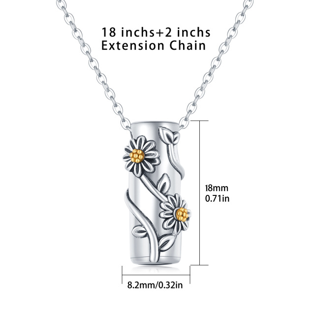 Sterling Silver Daisy Urn Necklace for Ashes-4