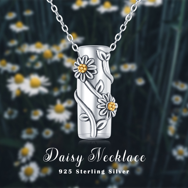 Sterling Silver Daisy Urn Necklace for Ashes-6