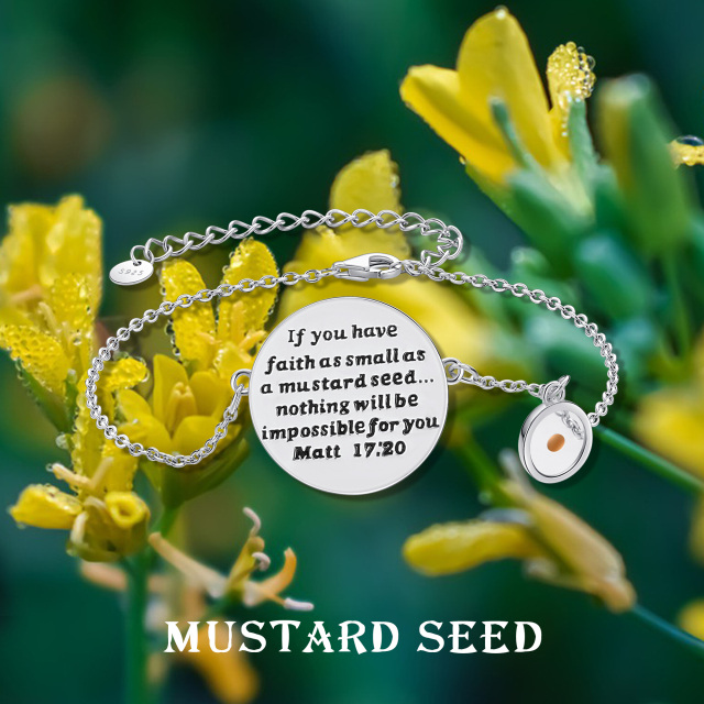 Bracelet en argent sterling avec pendentif graines de moutarde-2
