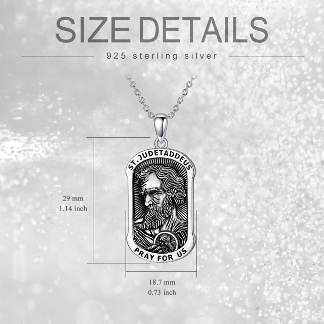 Sterling Silver Saint Jude Pendant Necklace for Men-5
