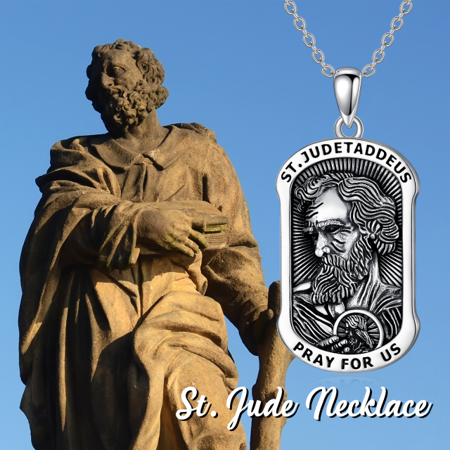 Sterling Silver Saint Jude Pendant Necklace for Men-6