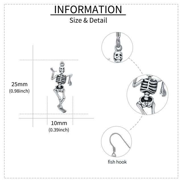 Sterling Silver Skeleton Drop Earrings-4