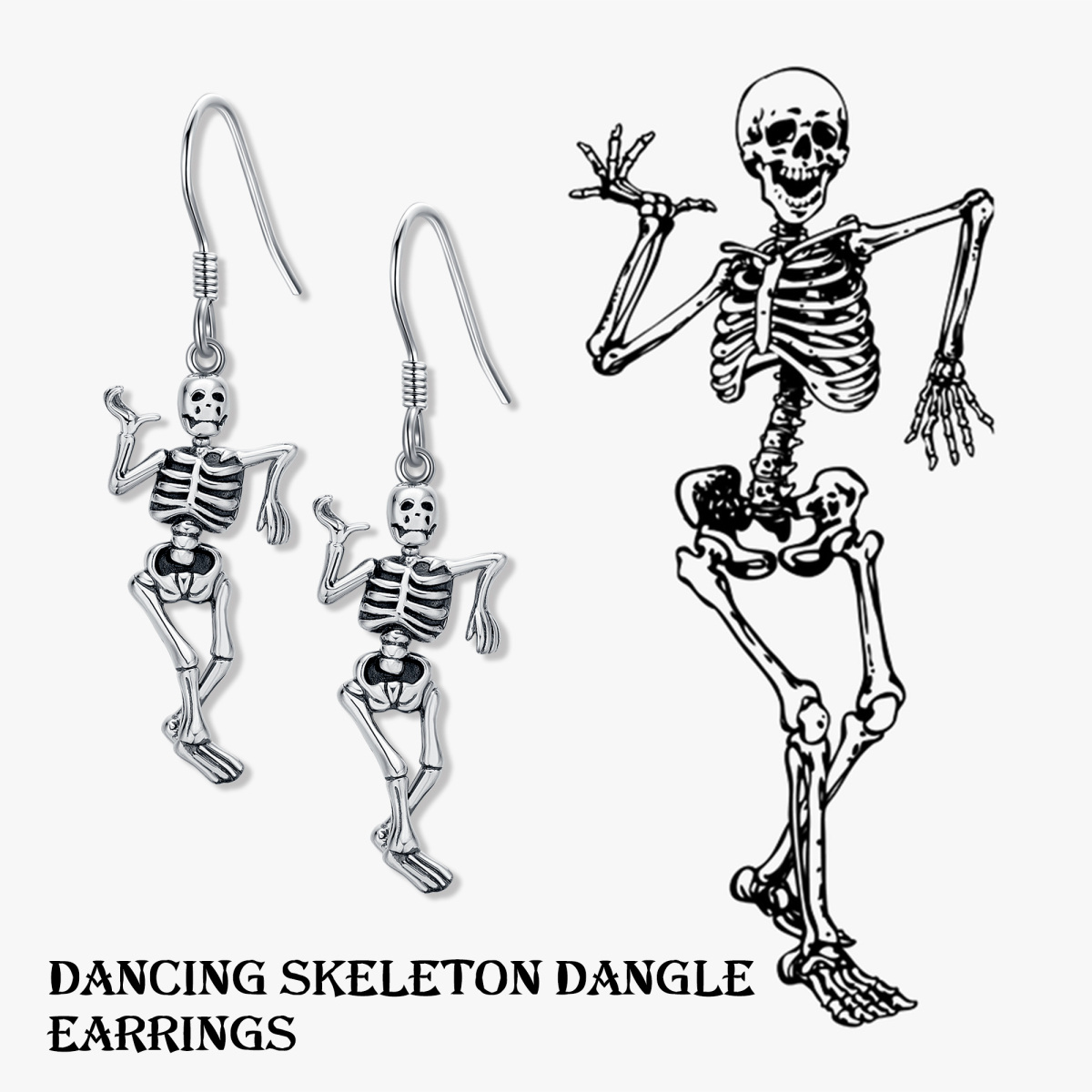Sterling Silver Skeleton Drop Earrings-6