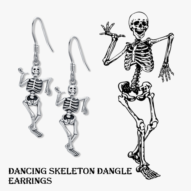 Sterling Silver Skeleton Drop Earrings-5