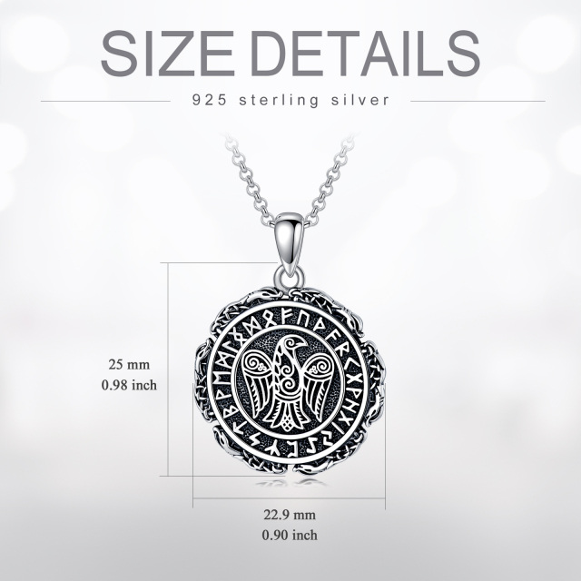 Collier en argent sterling avec pendentif corbeau et rune viking-4