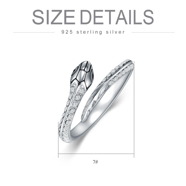 Sterling Silver Circular Shaped Crystal Snake Ring-4