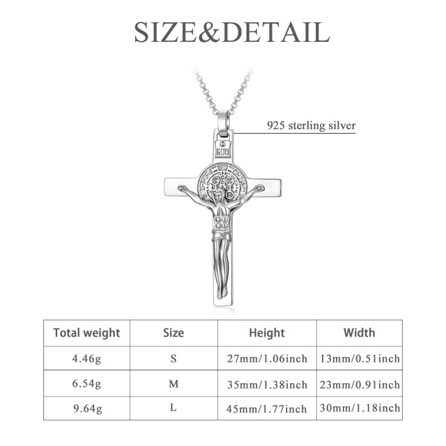 Sterling Silver Cross & Jesus Pendant Necklace for Men-6