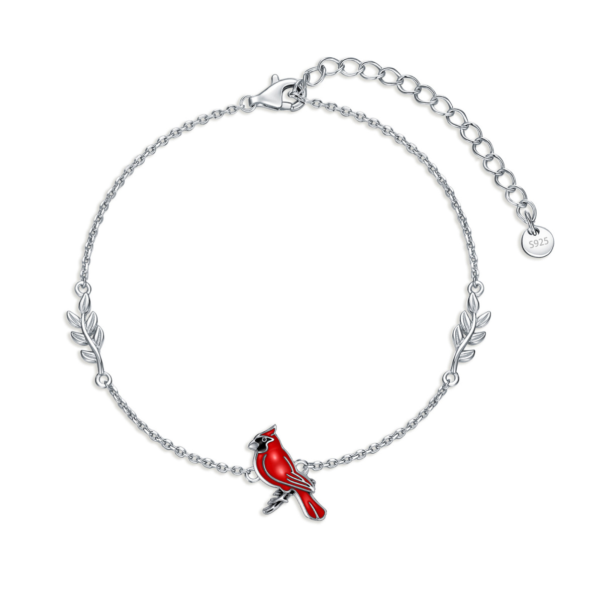 Sterling Silver Cardinal Pendant Bracelet-1