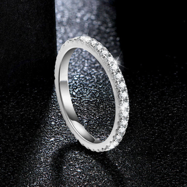 10K White Gold Circular Shaped Moissanite Couple Wedding Ring-3