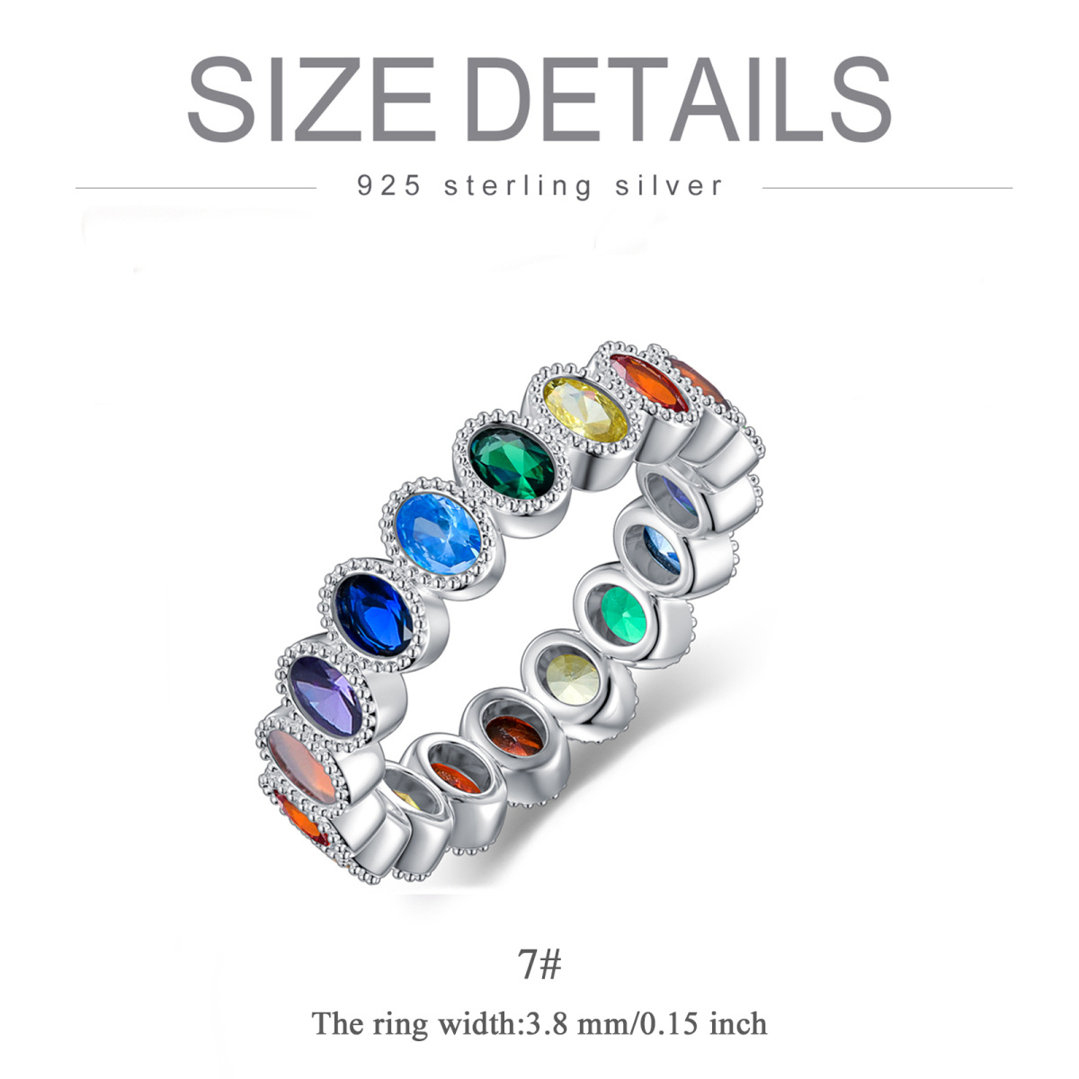 Sterling Silber Zirkon Regenbogen Ring-5