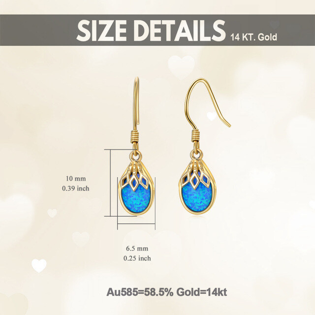 14K Yellow Gold Plated Opal Drop Shape Drop Earrings-4