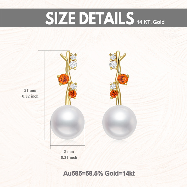 Boucles d'oreilles pendantes en or massif 14 carats avec zircons cubiques vintage-4