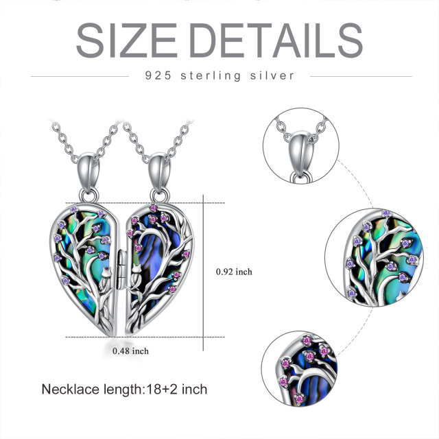 Sterling Silver Circular Shaped Cubic Zirconia Bat & Heart Personalized Photo Locket Necklace-5
