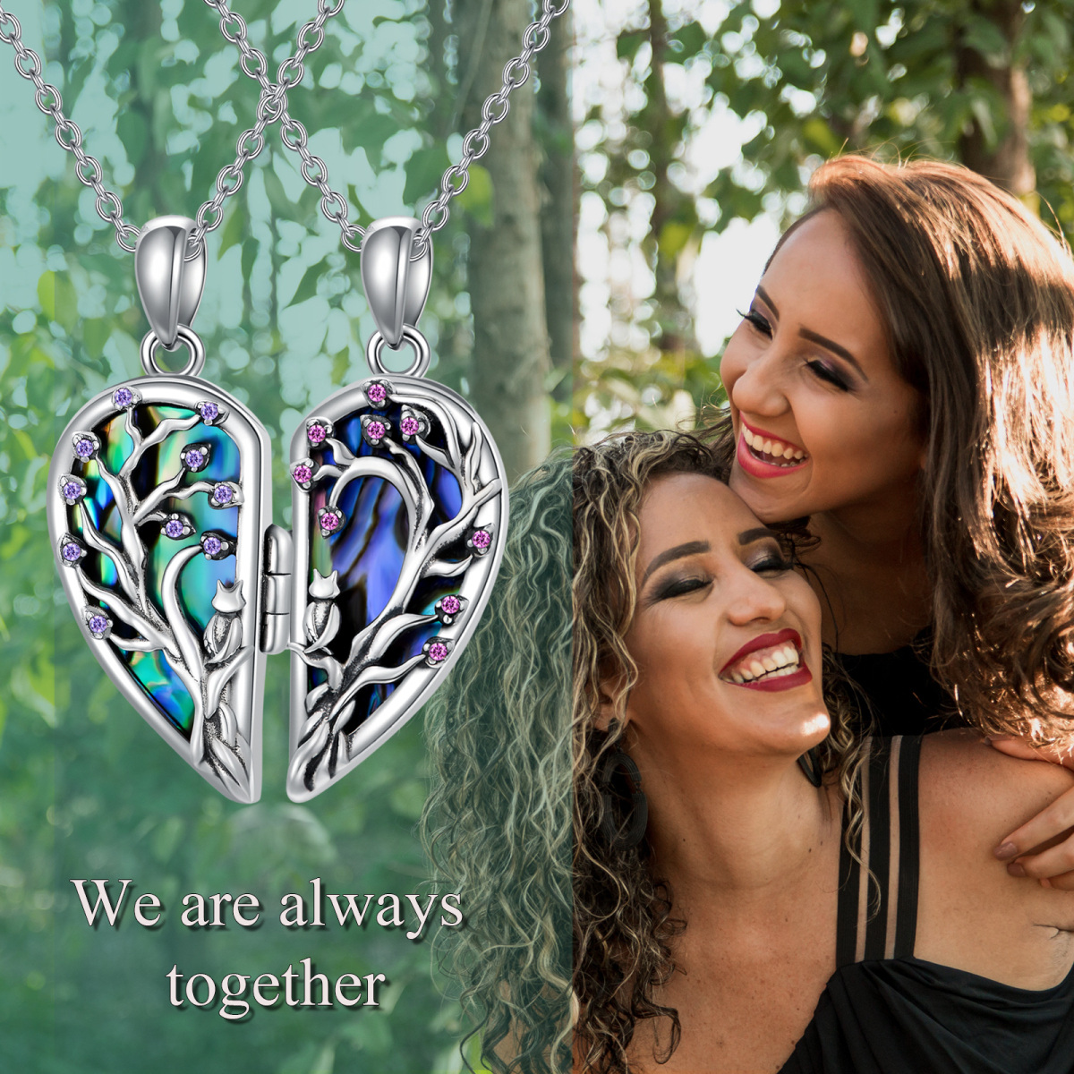 Sterling Silver Circular Shaped Cubic Zirconia Bat & Personalized Photo & Heart Personalized Photo Locket Necklace-6